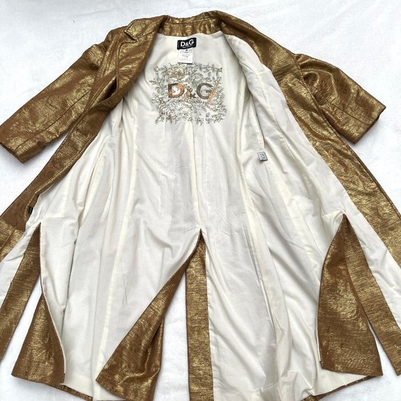 Auc Dolce Gabbana Gold Brocade Floral Coat IT 38 - Picture 13 of 16